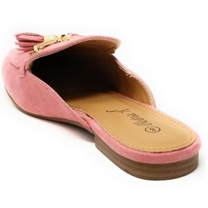 Victoria K Shoes - Women Suede Mules with Tassels, HK-7081, Pink Victoria K Shoes - Women Suede Mules with Tassels, HK-7081, Pink